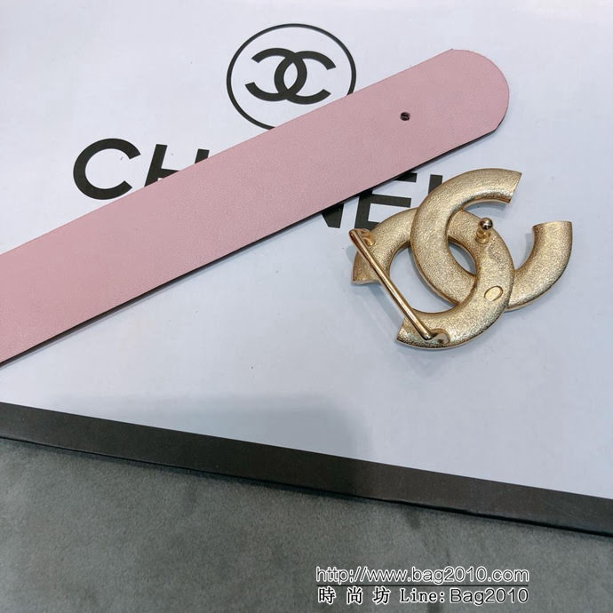 CHANEL香奈兒 18新款 CC珍珠水鑽扣 精品光滑優雅皮帶 上身效果巨好 奢華經典 小紅書火爆款   xfp1042
